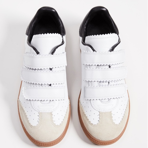 Isabel Marant White and Black Sneakers with Velcro Straps - Picture 4 of 8